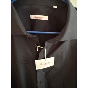 Camicissima Extra Slim Fit Mens Dress Shirt Black Long Sleeve Size‎ 17 NWT